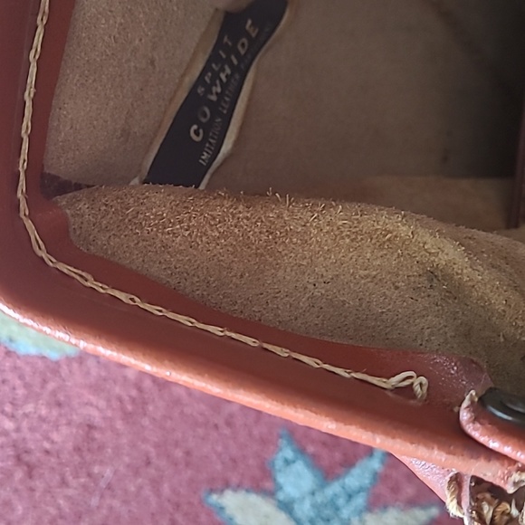 VINTAGE SPLIT COWHIDE LEATHER BRIEFCASE BAG - Picture 15 of 16